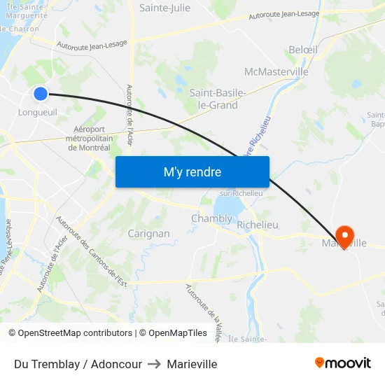 Du Tremblay / Adoncour to Marieville map