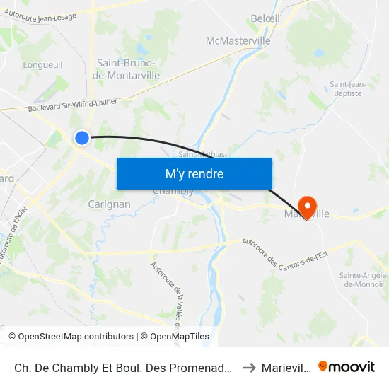 Ch. De Chambly Et Boul. Des Promenades to Marieville map