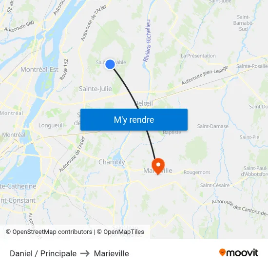 Daniel / Principale to Marieville map