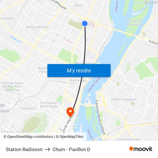 Station Radisson to Chum - Pavillon D map