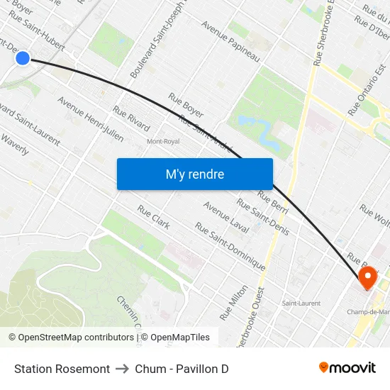 Station Rosemont to Chum - Pavillon D map