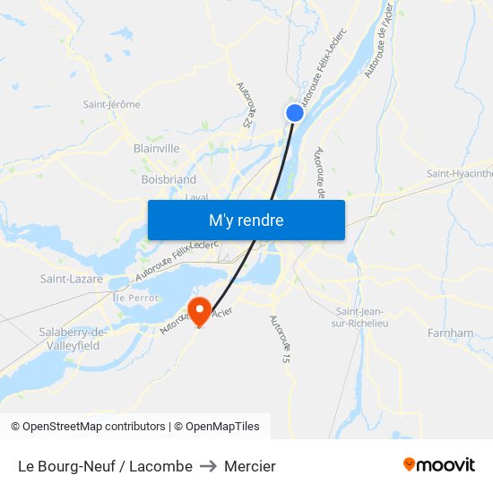 Le Bourg-Neuf / Lacombe to Mercier map