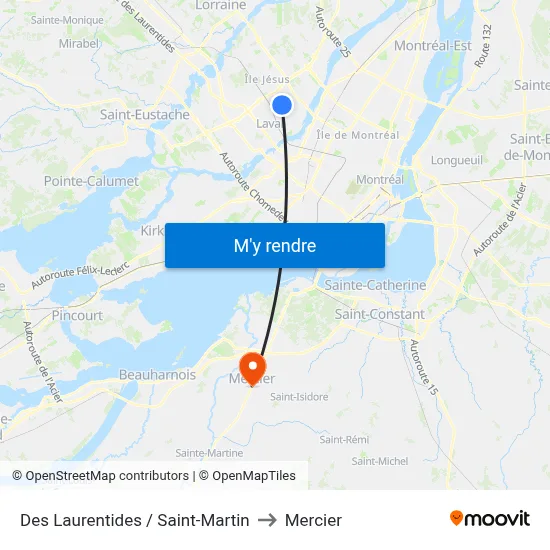 Des Laurentides / Saint-Martin to Mercier map