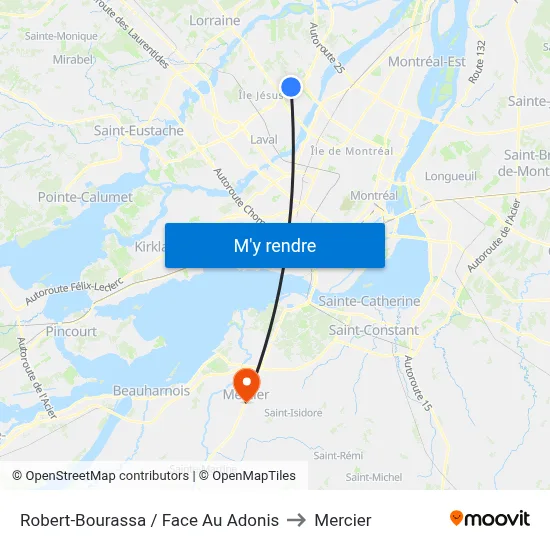 Robert-Bourassa / Face Au Adonis to Mercier map