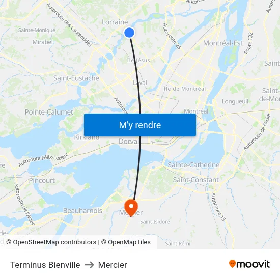 Terminus Bienville to Mercier map