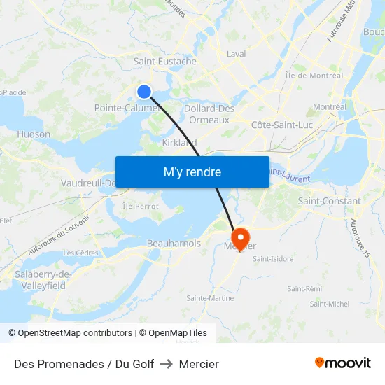 Des Promenades / Du Golf to Mercier map
