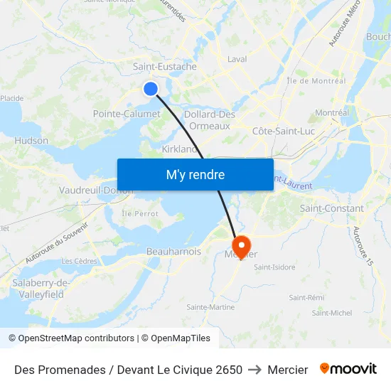 Des Promenades / Devant Le Civique 2650 to Mercier map