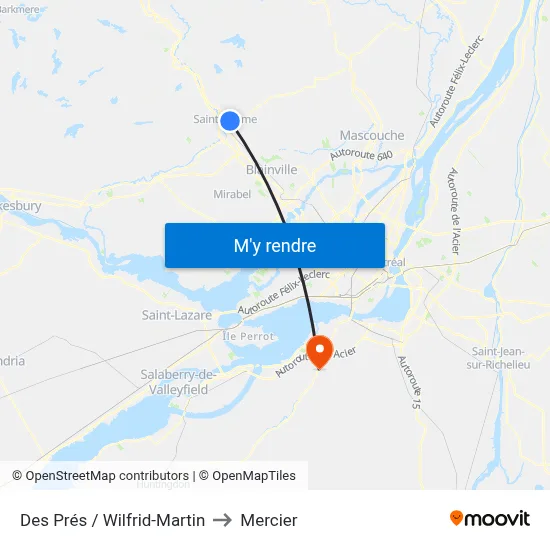 Des Prés / Wilfrid-Martin to Mercier map