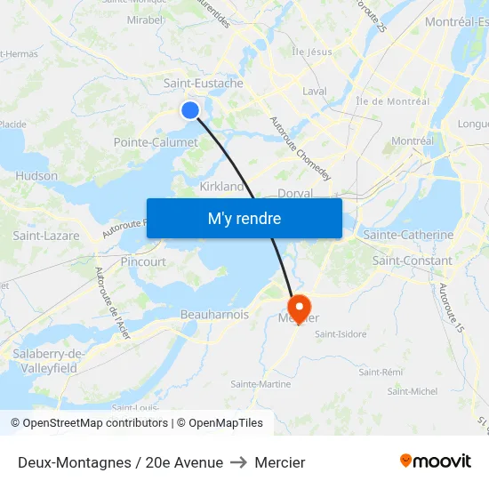 Deux-Montagnes / 20e Avenue to Mercier map