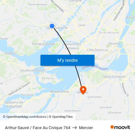 Arthur-Sauvé / Face Au Civique 764 to Mercier map