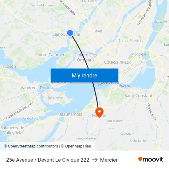 25e Avenue / Devant Le Civique 222 to Mercier map