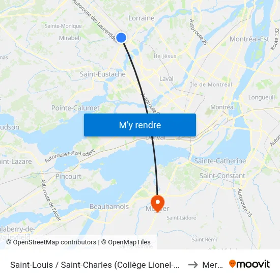 Saint-Louis / Saint-Charles (Collège Lionel-Groulx) - Quai 1 to Mercier map