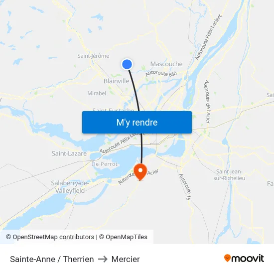 Sainte-Anne / Therrien to Mercier map