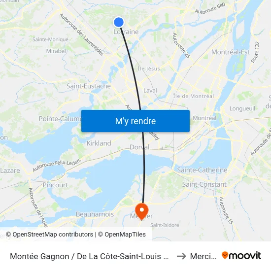 Montée Gagnon / De La Côte-Saint-Louis Est to Mercier map