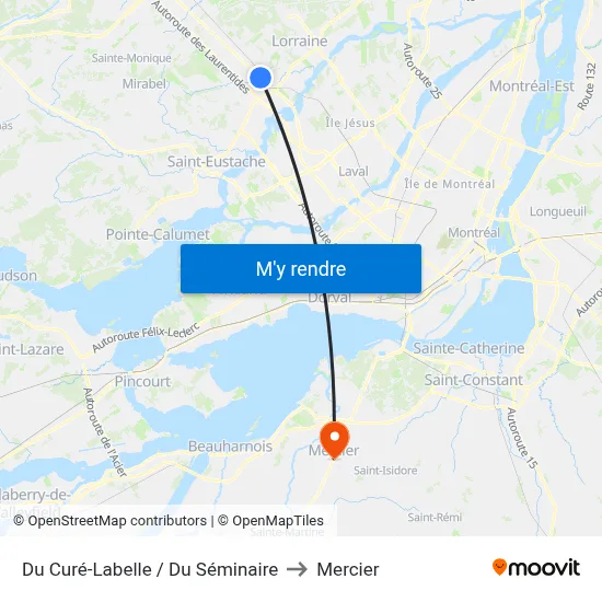Du Curé-Labelle / Du Séminaire to Mercier map