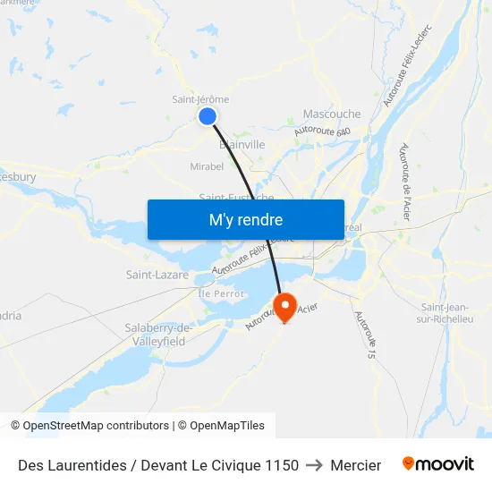 Des Laurentides / Devant Le Civique 1150 to Mercier map
