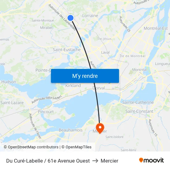 Du Curé-Labelle / 61e Avenue Ouest to Mercier map