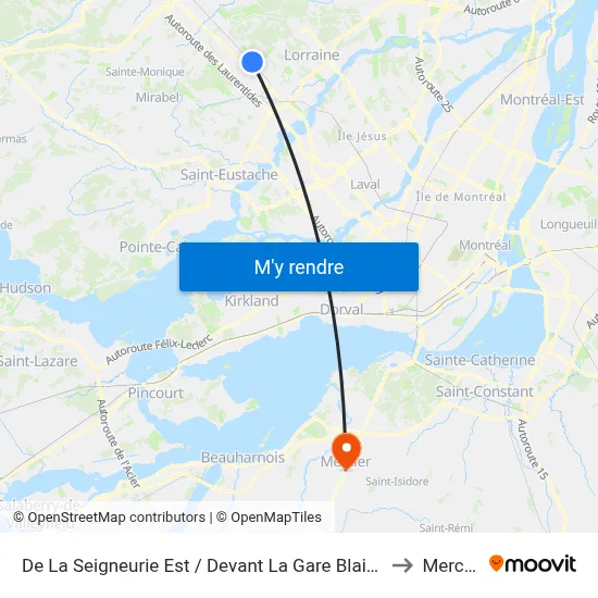 De La Seigneurie Est / Devant La Gare Blainville to Mercier map