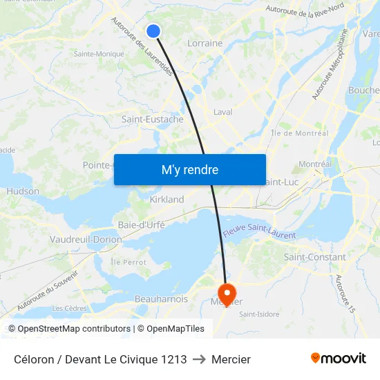 Céloron / Devant Le Civique 1213 to Mercier map