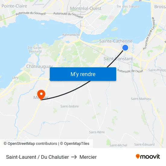 Saint-Laurent / Du Chalutier to Mercier map