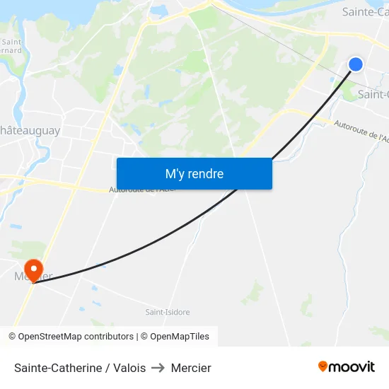 Sainte-Catherine / Valois to Mercier map