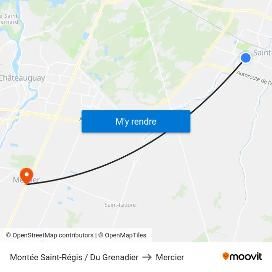 Montée Saint-Régis / Du Grenadier to Mercier map