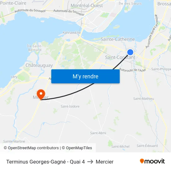 Terminus Georges-Gagné - Quai 4 to Mercier map