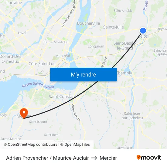 Adrien-Provencher / Maurice-Auclair to Mercier map