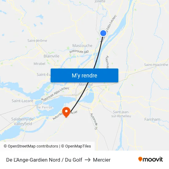 De L'Ange-Gardien Nord / Du Golf to Mercier map