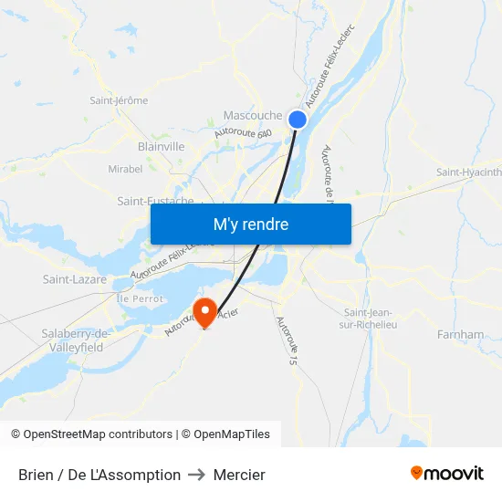 Brien / De L'Assomption to Mercier map