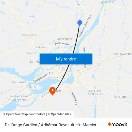 De L'Ange-Gardien / Adhémar-Raynault to Mercier map