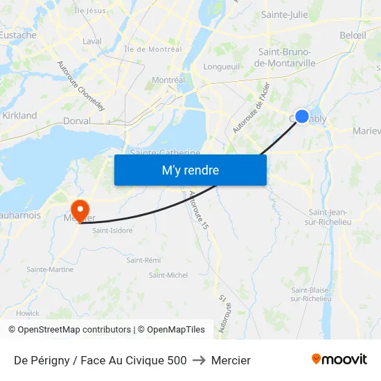 De Périgny / Face Au Civique 500 to Mercier map