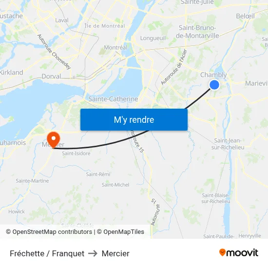 Fréchette / Franquet to Mercier map