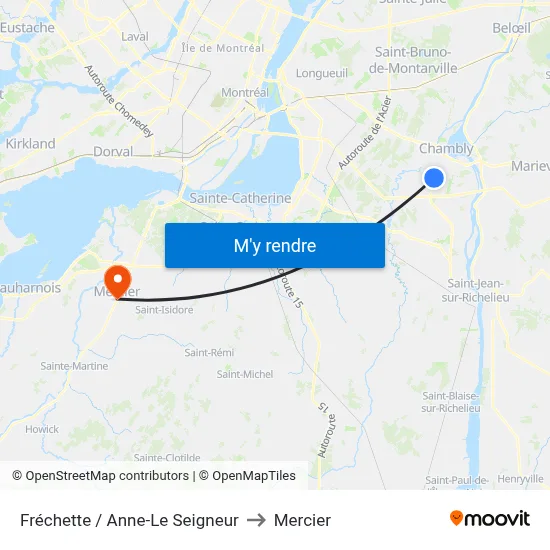 Fréchette / Anne-Le Seigneur to Mercier map