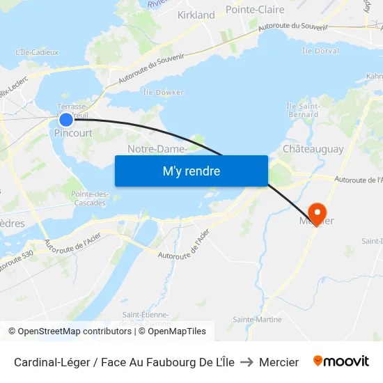 Cardinal-Léger / Face Au Faubourg De L'Île to Mercier map