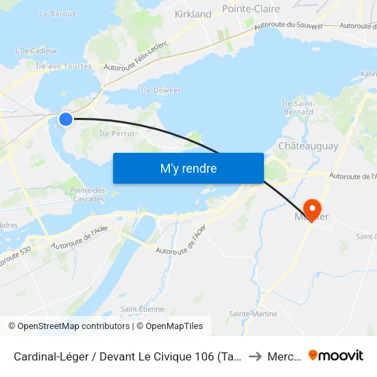Cardinal-Léger / Devant Le Civique 106 (Tabagie) to Mercier map