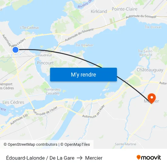 Édouard-Lalonde / De La Gare to Mercier map