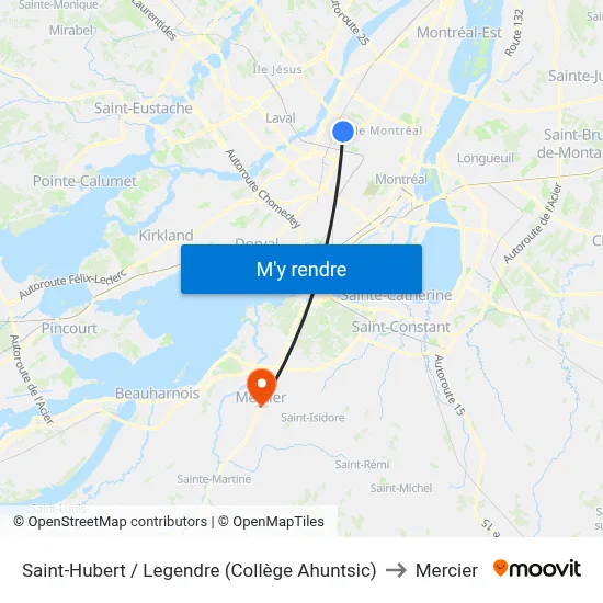 Saint-Hubert / Legendre (Collège Ahuntsic) to Mercier map