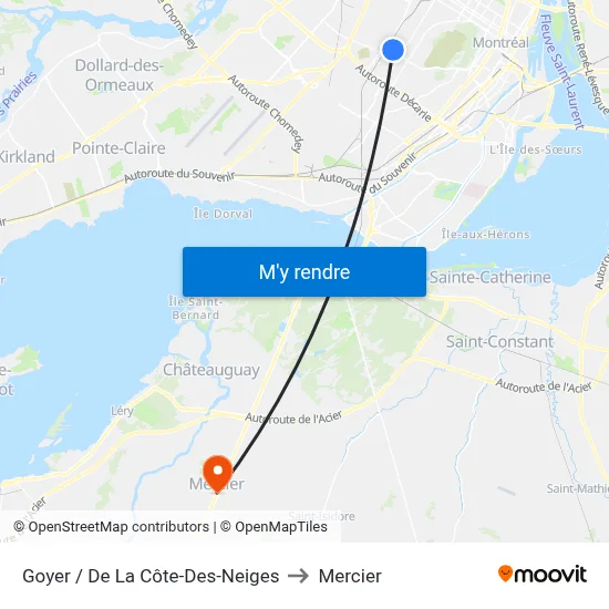Goyer / De La Côte-Des-Neiges to Mercier map