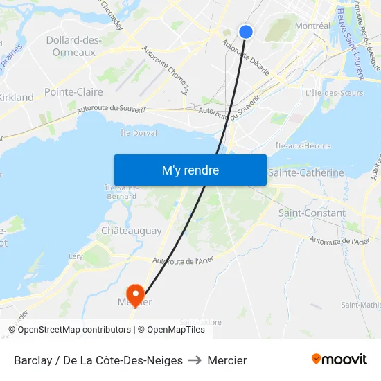 Barclay / De La Côte-Des-Neiges to Mercier map