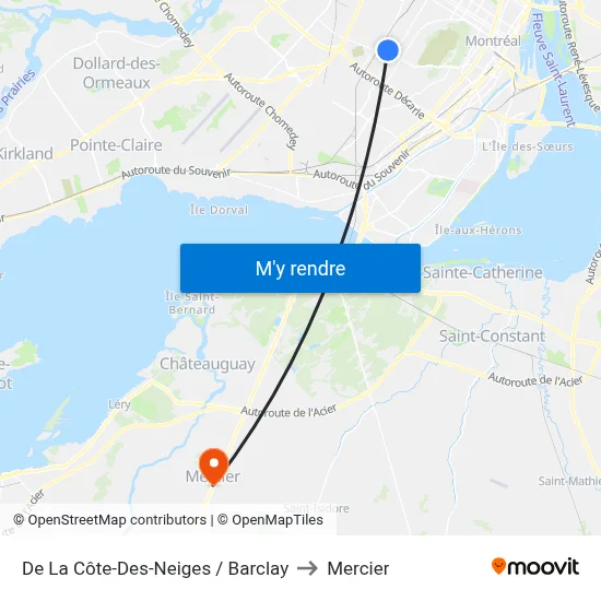 De La Côte-Des-Neiges / Barclay to Mercier map