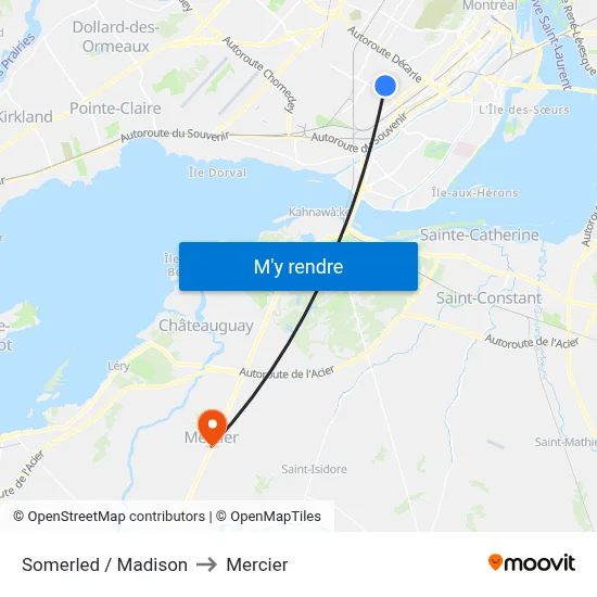 Somerled / Madison to Mercier map