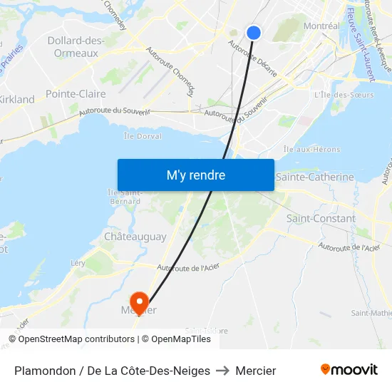Plamondon / De La Côte-Des-Neiges to Mercier map