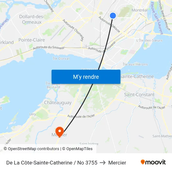 De La Côte-Sainte-Catherine / No 3755 to Mercier map