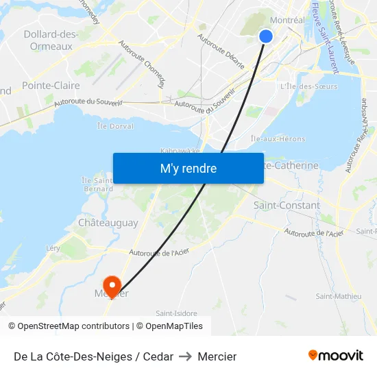 De La Côte-Des-Neiges / Cedar to Mercier map