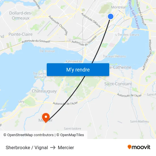 Sherbrooke / Vignal to Mercier map