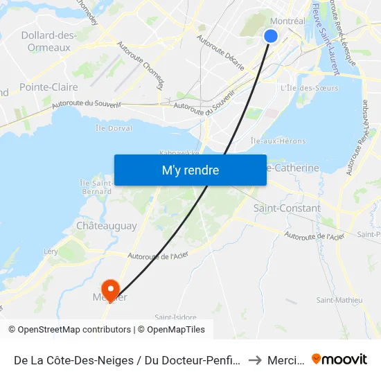 De La Côte-Des-Neiges / Du Docteur-Penfield to Mercier map