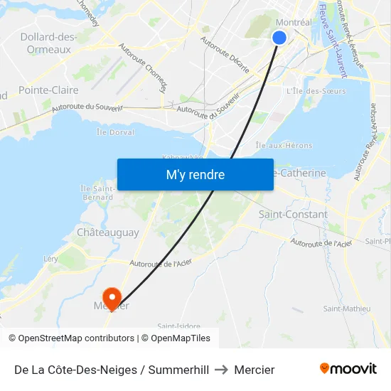 De La Côte-Des-Neiges / Summerhill to Mercier map