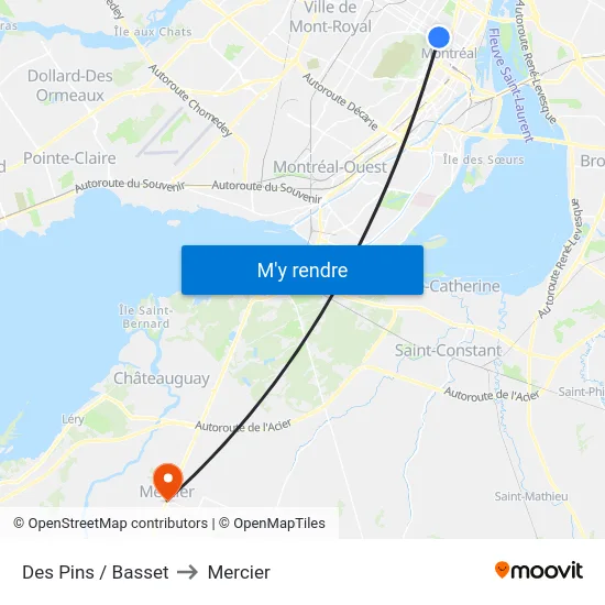 Des Pins / Basset to Mercier map