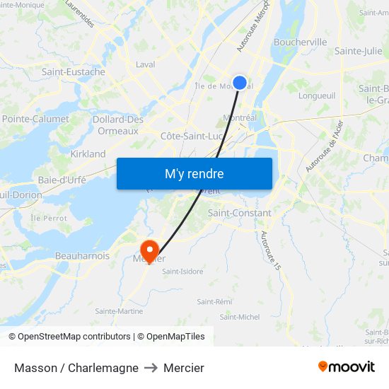 Masson / Charlemagne to Mercier map